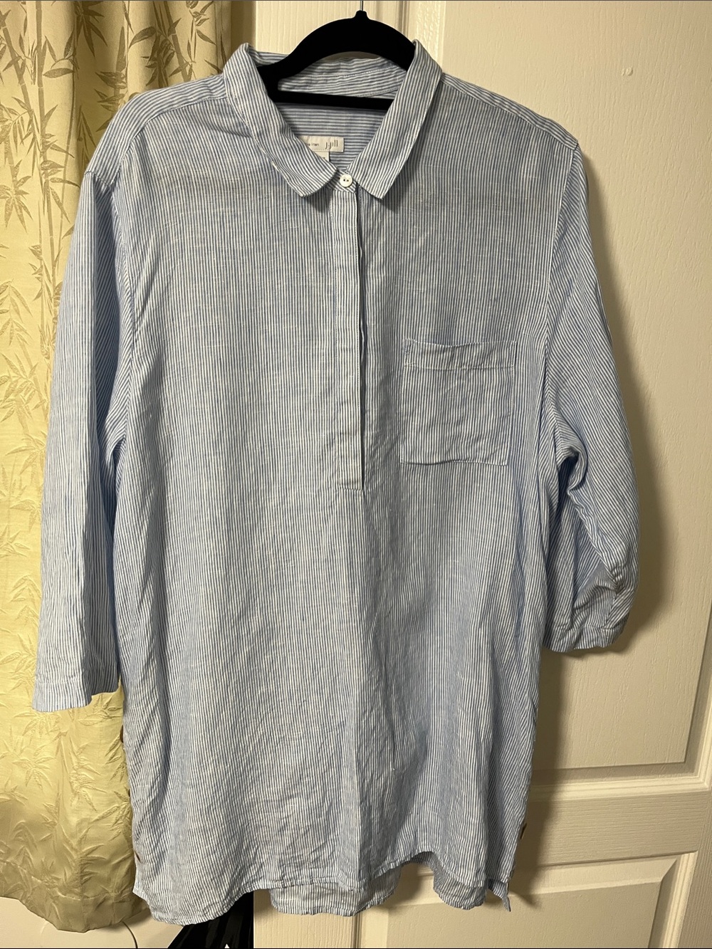 J. Jill Light Blue Pinstripe Tunic Top